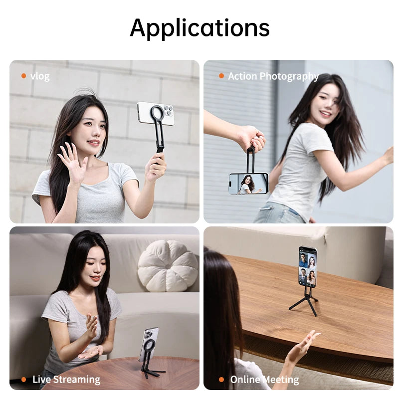Ulanzi MA30 MagSafe Phone Tripod & Dual-Sided Magnetic Holder | Portable Stand for iPhone 15 & 16 | Travel, Vlog & Live Streaming