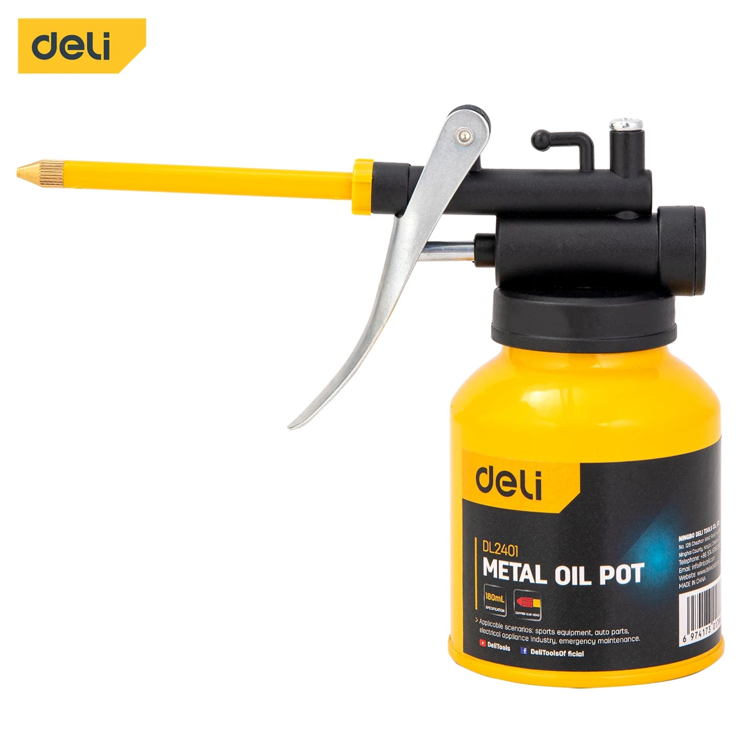 Deli Oil Can – Metal High Pressure Pump Grease Gun & Car Oil Pot for Lubrication and Repair Tools (180ml 220ml 300ml 450ml)