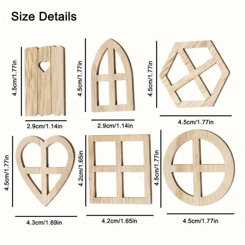 25pcs Wood Window Cutouts – Unfinished Wooden Slices for DIY Crafts, Kids Projects & Home Decor
