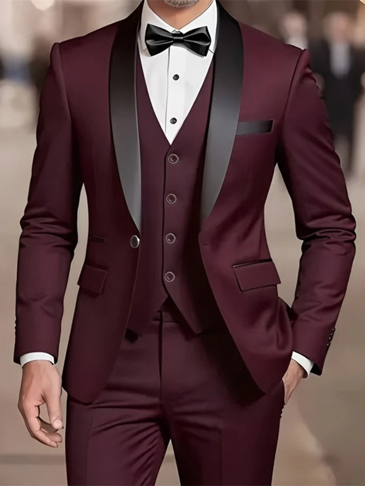 Men's Formal Slim Fit Tuxedo Suit – Business & Wedding Groom Attire