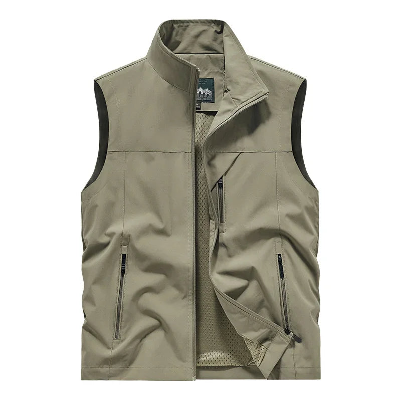 2025 Men’s Fashion Vest – Windproof Solid Sleeveless Waterproof Biker & Outdoor Jacket