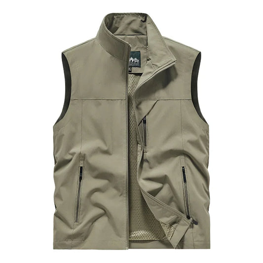 2025 Men’s Fashion Vest – Windproof Solid Sleeveless Waterproof Biker & Outdoor Jacket