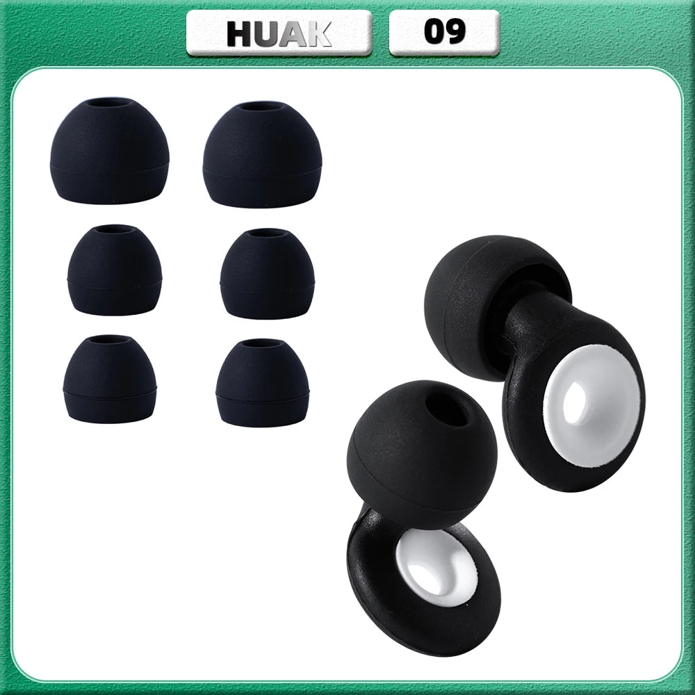 سدادات أذن HUAK 09 • سيليكون عالي الدقة • حماية السمع للحفلات الموسيقية والنوم والسباحة • تقليل الضوضاء • ملحقات إضافية متضمنة