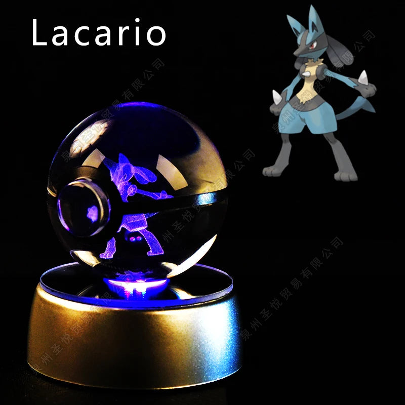 Pokémon 3D Crystal Ball Night Light – Pikachu, Gengar & Mewtwo Pokéball Glass Lamp for Kids Birthday Gifts