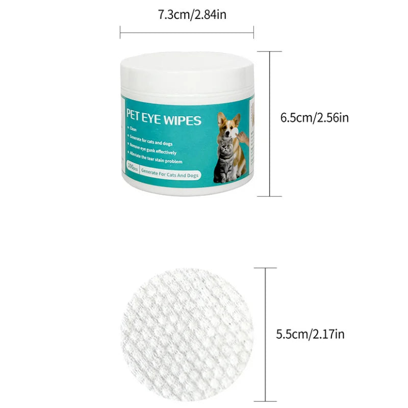 مناديل تنظيف عيون الحيوانات الأليفة - مناديل مبللة لطيفة لإزالة بقع الدموع للقطط والكلاب