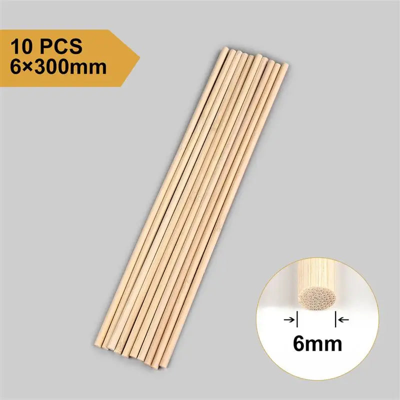 3–8mm Round Natural Wooden Bamboo Sticks – DIY Craft Material for Handmade Projects & Woodworking Supplies