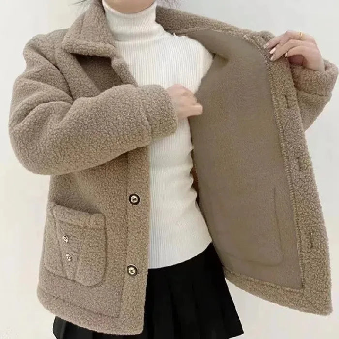 New Plus Size Fleece-Lined Thickened Lamb Fur Jacket Women's Medium-Length Fake Fur Warm Outerwear