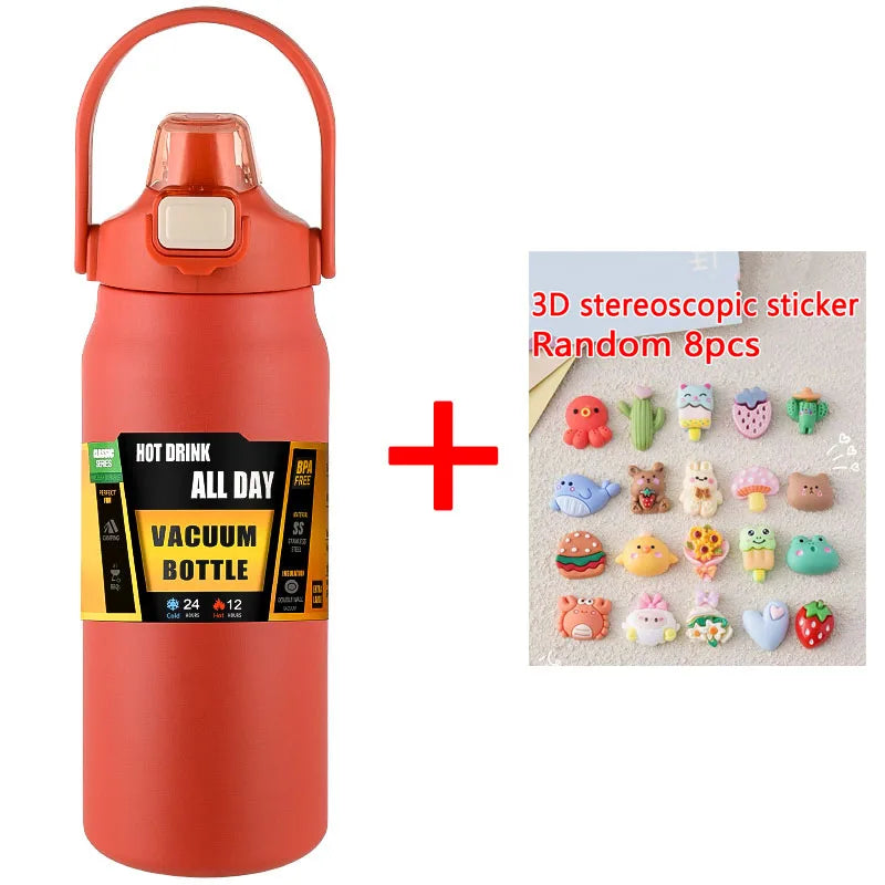 زجاجة حرارية من الفولاذ المقاوم للصدأ سعة 1.5 لتر - قارورة مياه معزولة مفرغة من الهواء بسعة كبيرة للمشروبات الساخنة والباردة