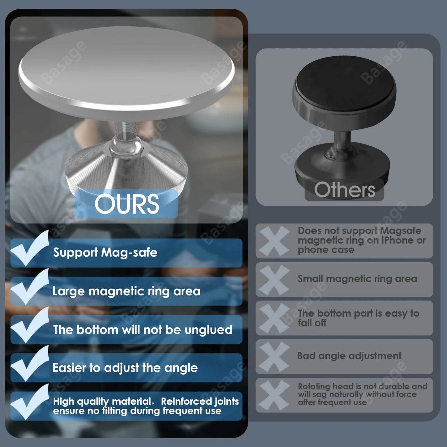 حامل الهاتف المغناطيسي من Gym Mate - حامل شفط MagSafe مزدوج الجوانب لتصوير الفيديو بدون استخدام اليدين ودعم التمرين