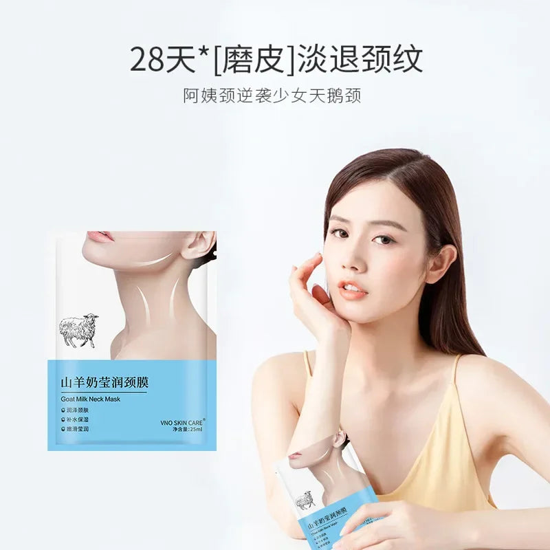 قناع حليب الماعز للرقبة • كولاجين لشد البشرة ومضاد للتجاعيد • تبييض البشرة ومضاد للشيخوخة وترطيبها للعناية ببشرة الرقبة، 10 قطع