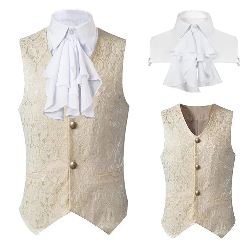 2024 Men's Renaissance Steampunk Waistcoat – Gothic Jacquard Single-Breasted Formal Vest