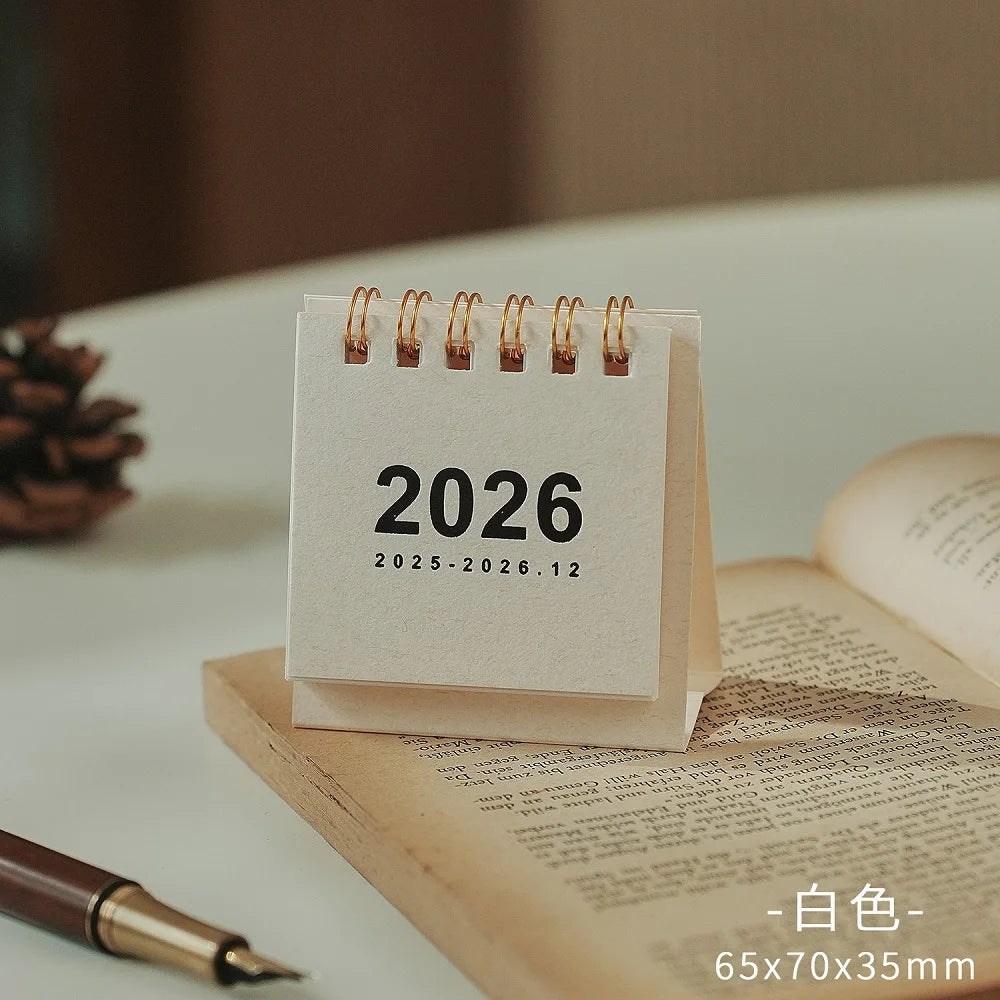 2026 Mini Simple Desk Calendar – Creative Coil Planner & Desktop Office Decoration