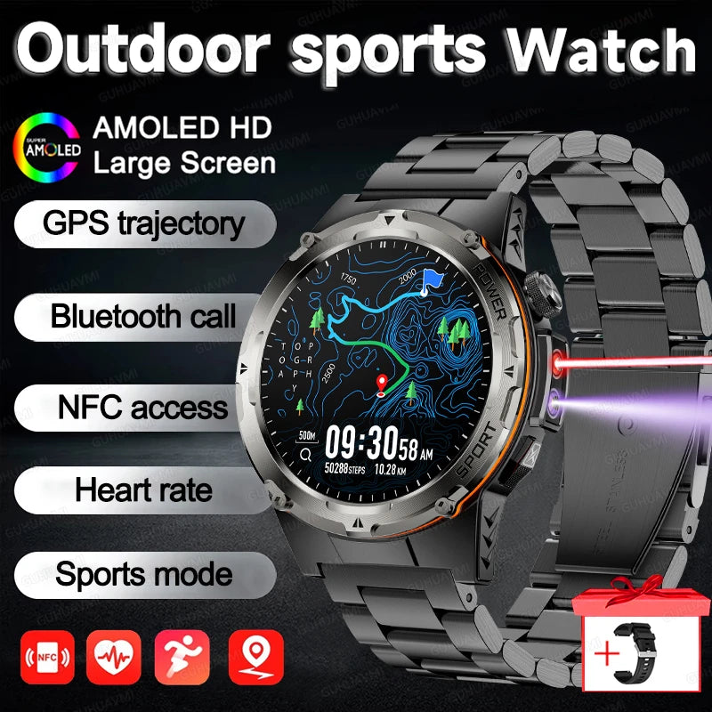 2025 New Outdoor GPS Smart Watch for Men – HD Call, NFC, 500mAh Battery, IP68 Waterproof Sports Watch for Xiaomi