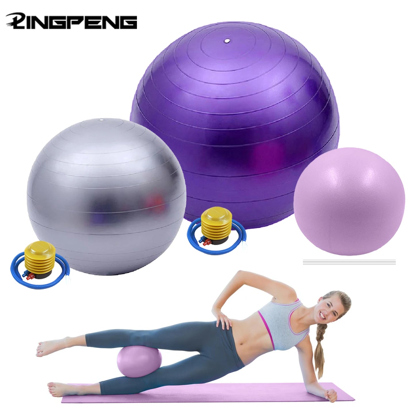Women's Yoga Fitness Ball | Thickened Anti-Explosion Pilates Ball – 25/55/75cm for Leg & Hip Workouts