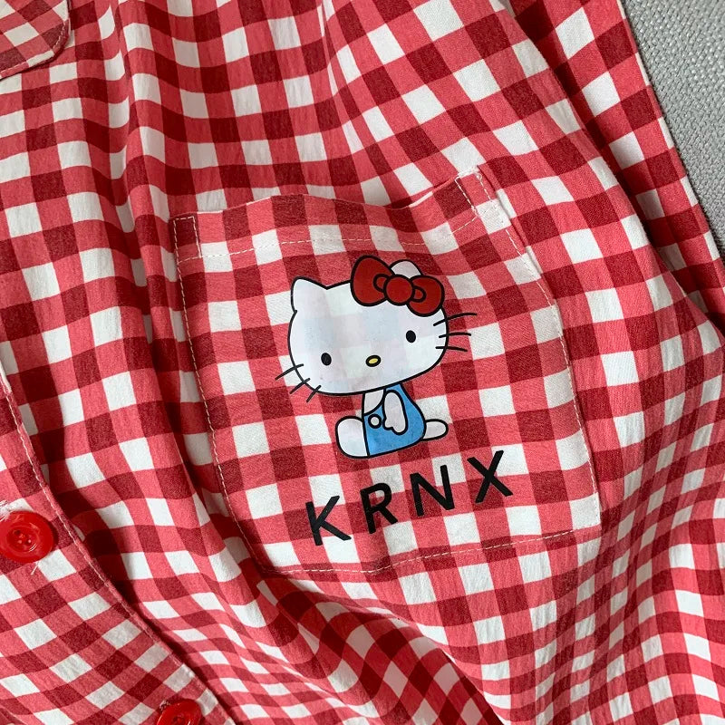 Plus Size Hello Kitty Pajamas Set for Women | Kawaii Long Sleeve Two Piece Sleepwear | Cute Christmas Gift