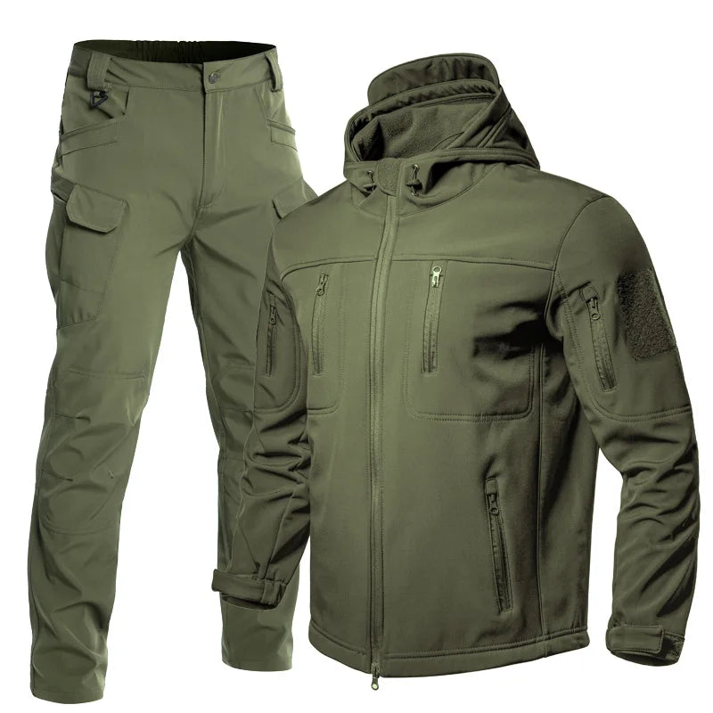 CHRLCK Men's Waterproof Winter Hiking Jacket & Softshell Pants Set | Windproof Fleece Outdoor Gear