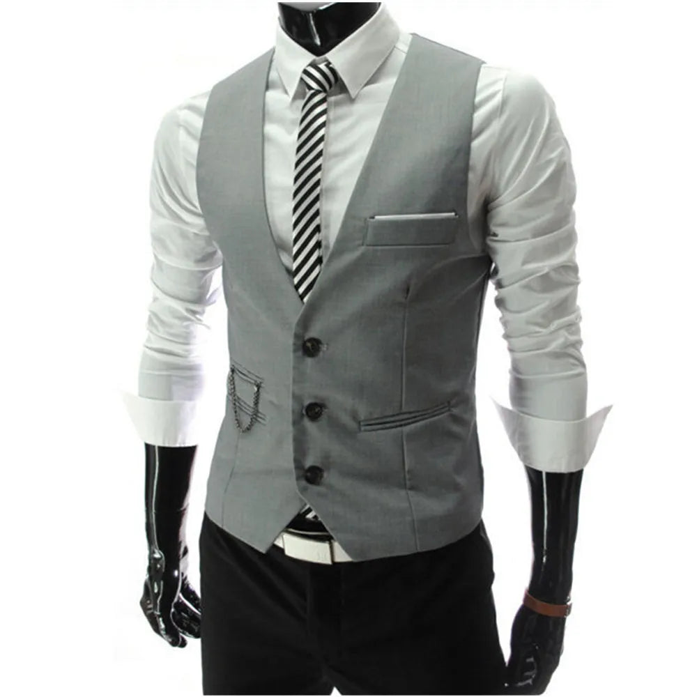 Men's Slim Fit Suit Vest – High-Quality 7XL Formal Business Waistcoat