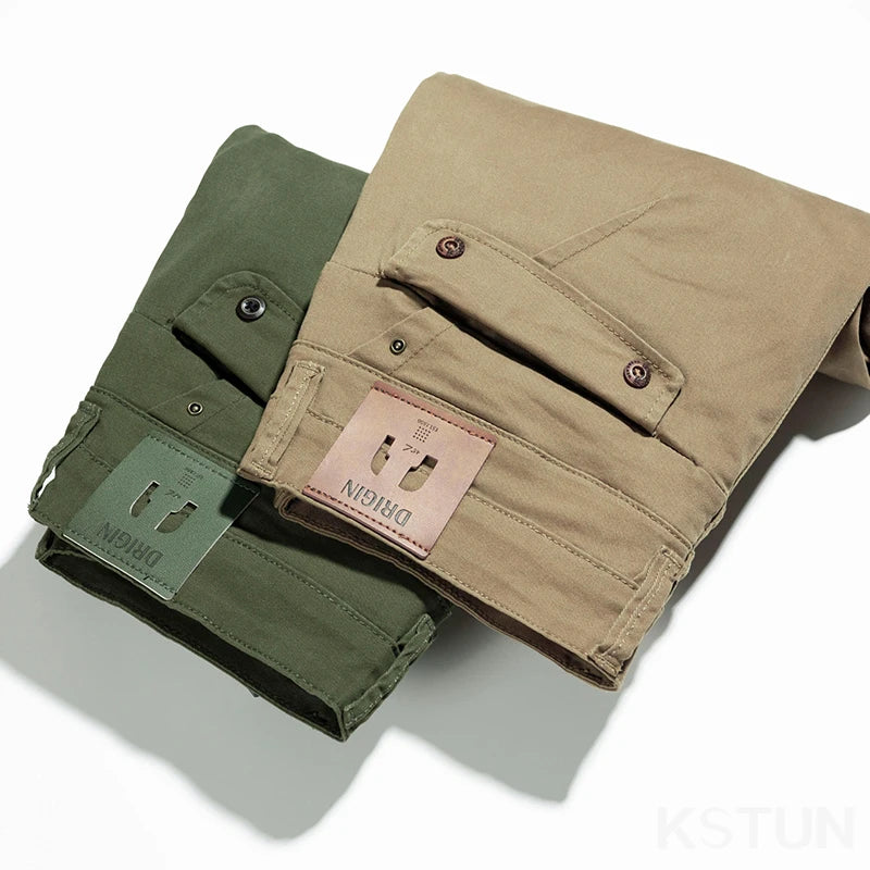 KSTUN Business Casual Pants For Men | Cotton Stretch Straight Regular Fit | High Quality Brand Men's Clothing, Big Size Trousers