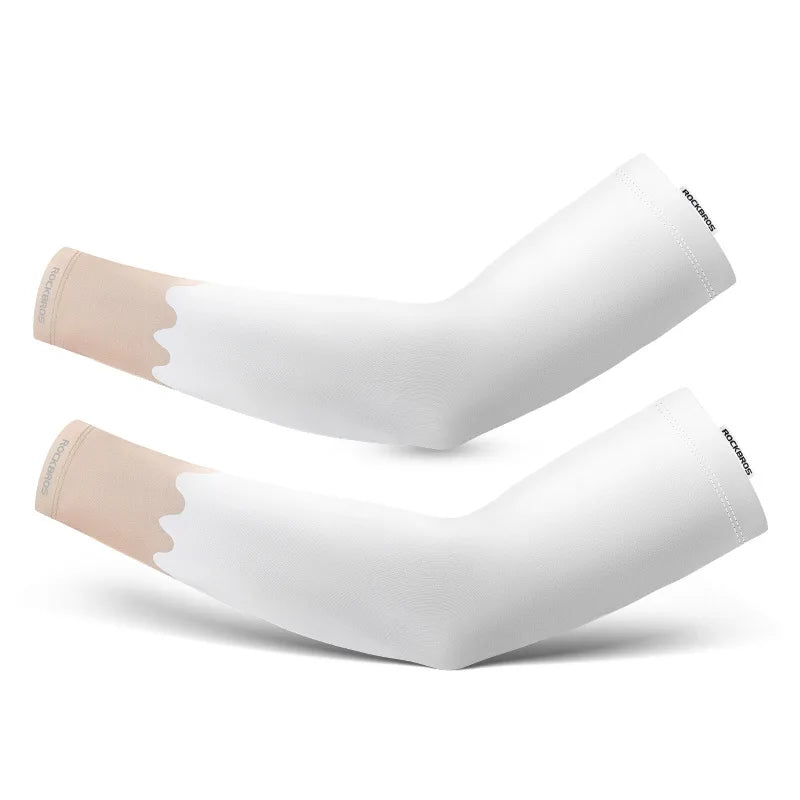 كم ذراع ROCKBROS - قابل للتهوية، سريع الجفاف، حماية من الأشعة فوق البنفسجية، كم ذراع رياضي لركوب الدراجات - مصنوع من قماش جليدي، واقي من الشمس، ملابس لياقة بدنية