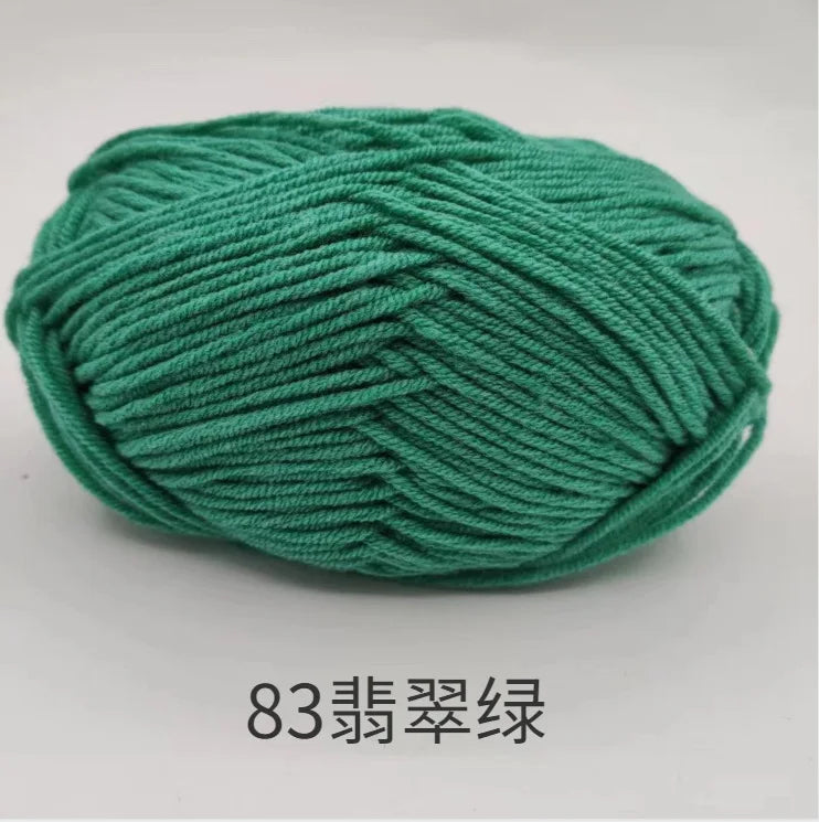 40–50g 4-Ply Milk Cotton Yarn (80%) – Dyed Knitting & Crochet Yarn for Sweaters, Hats, Dolls & Crafts