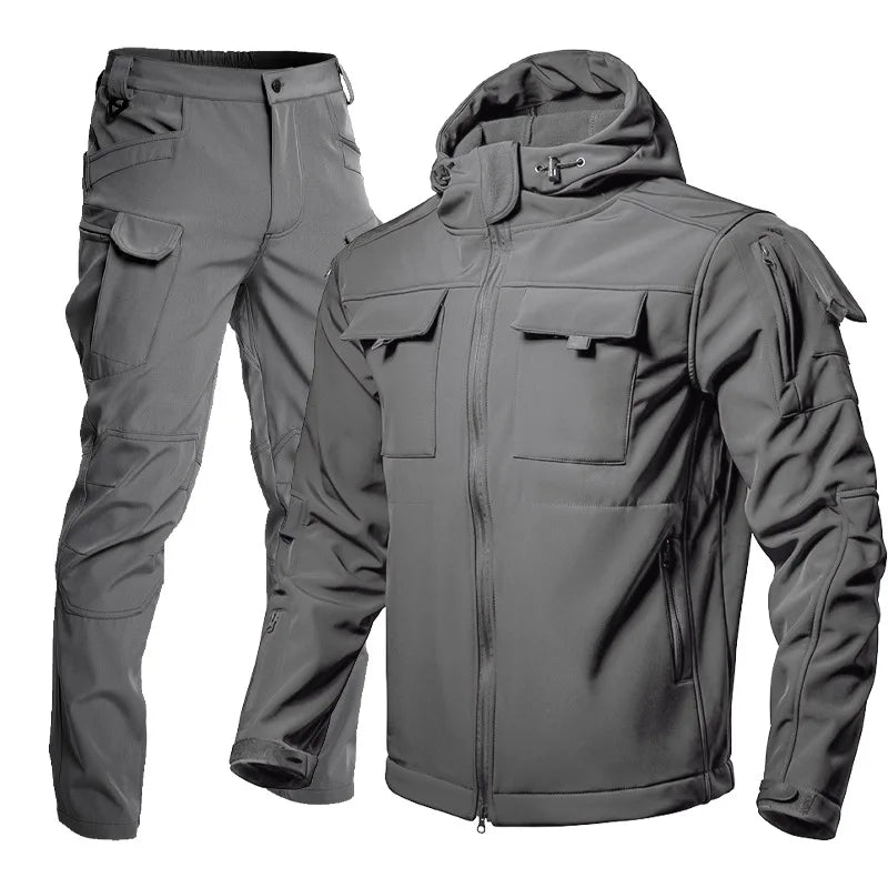 CHRLCK Men's Waterproof Winter Hiking Jacket & Softshell Pants Set | Windproof Fleece Outdoor Gear