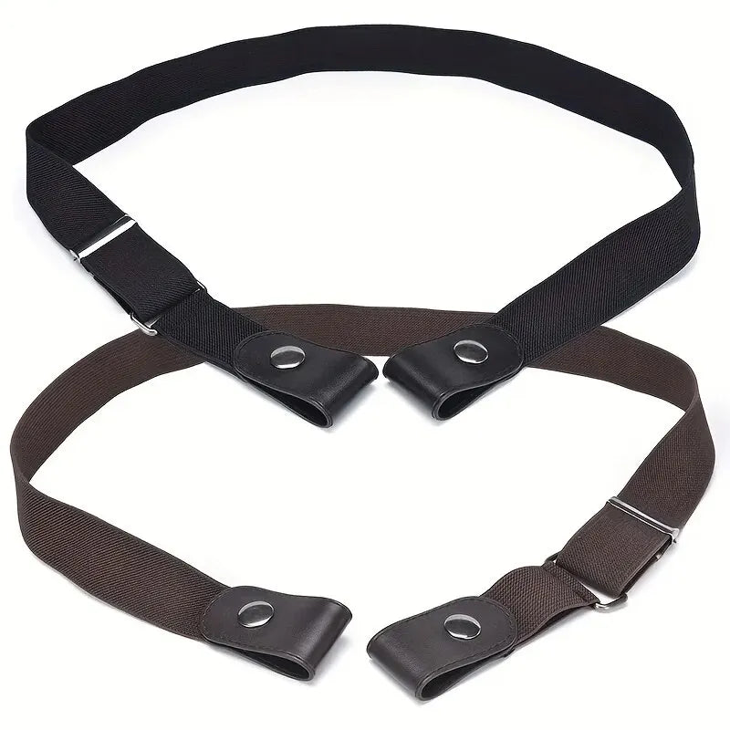 Adjustable Elastic No-Buckle Belt – Unisex Invisible Waistband for Jeans