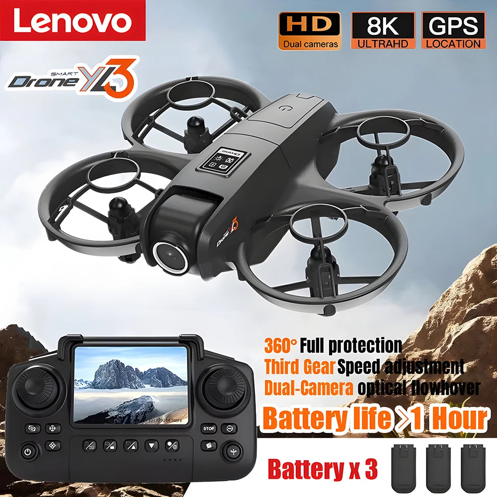 Lenovo GPS 8K HD Camera Drone | Screen Remote Control, Obstacle Avoidance, Multi-Battery Aerial Quadcopter with Ultra-Long Flight Time