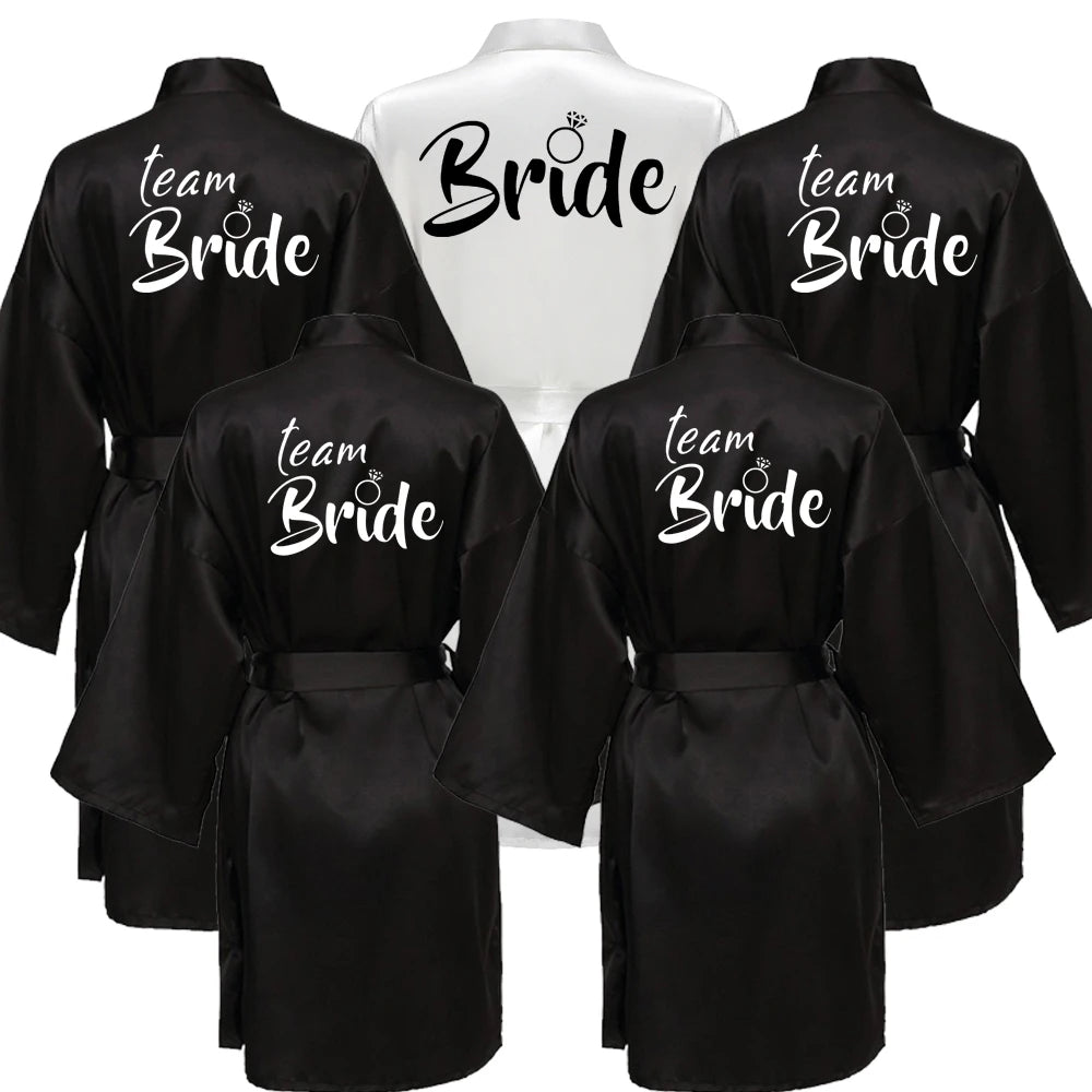 Women's Satin Silk Robe | Wedding Bathrobe Bride & Bridesmaid Sleepwear Gown M030