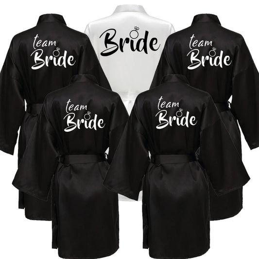 Women's Satin Silk Robe | Wedding Bathrobe Bride & Bridesmaid Sleepwear Gown M030