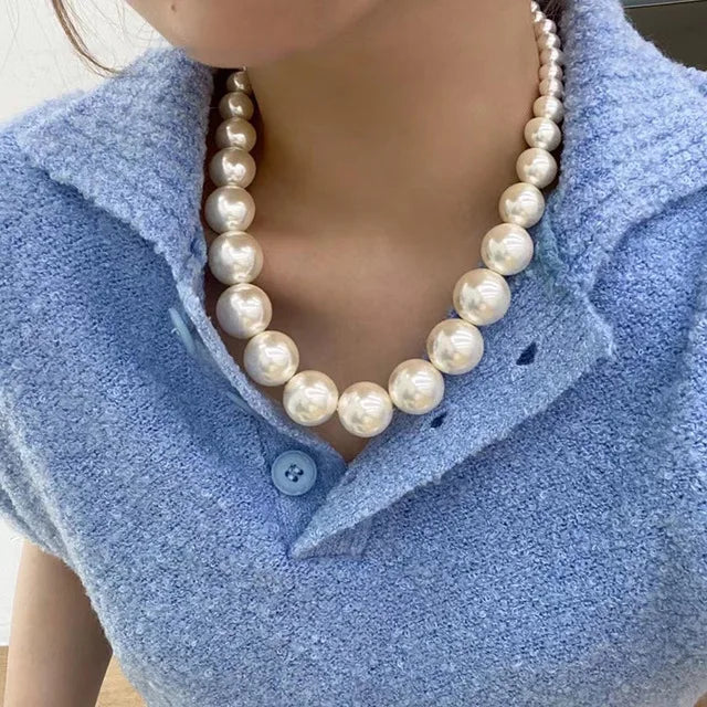 XIALUOKE Vintage Pearl Bead Necklace | Elegant Collarbone Chain for Women | Bride Wedding Pendant Jewelry
