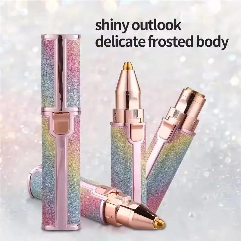 2-in-1 Rechargeable Facial Hair Remover & Eyebrow Shaver – Painless Face, Lips & Body Razor with Built-in LED Light & USB