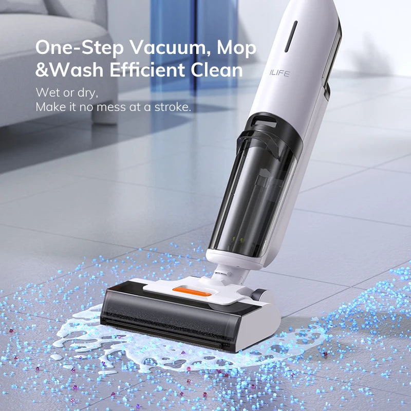 ILIFE W90 Cordless Wet & Dry Smart Mop – 5500Pa Suction, 1-Min Self Cleaning, Large Dual Water Tank