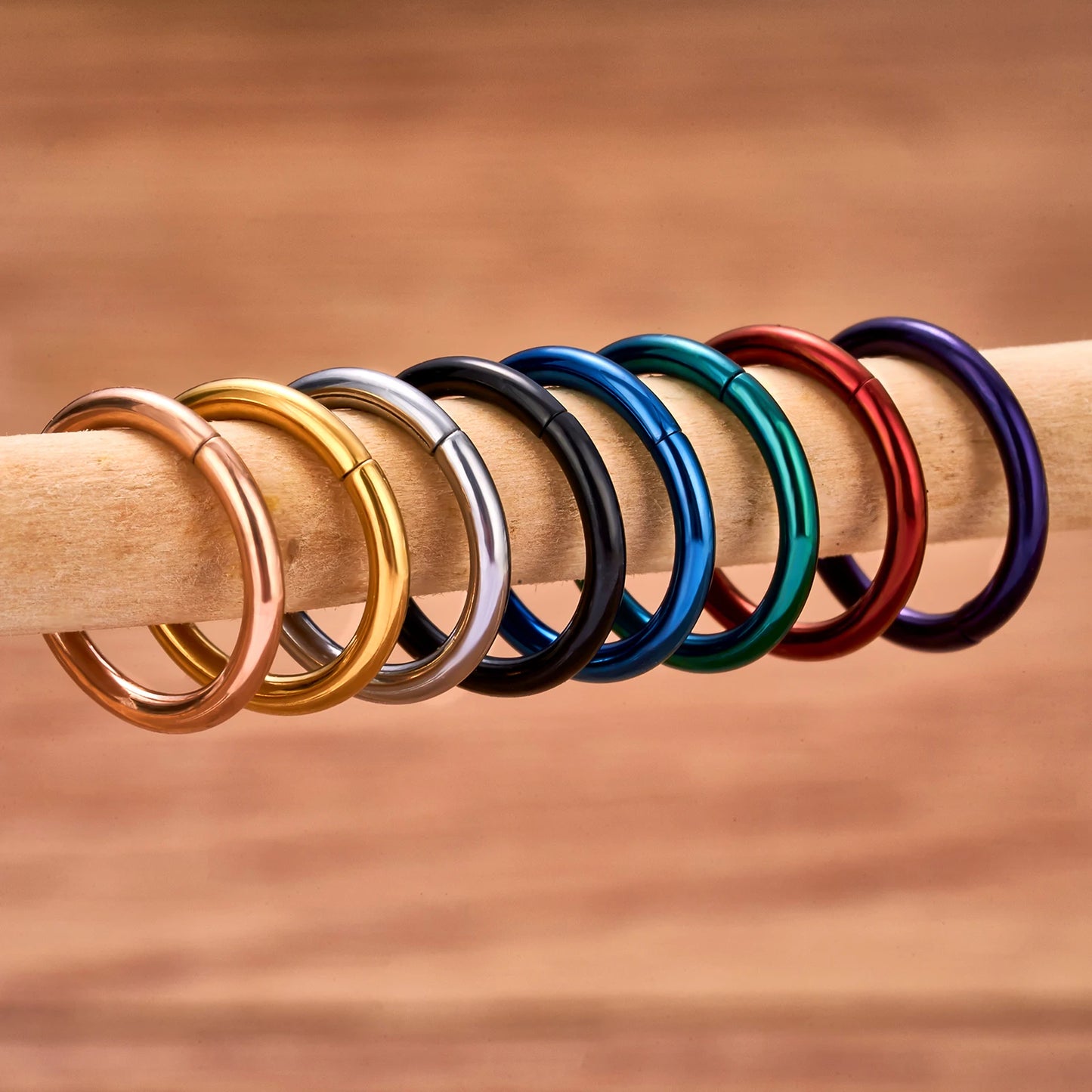 1/5Pcs Nose Rings & Lip Rings | G23 Titanium Piercing Jewelry for Women | Mixed Color Hoop Earrings & Body Clips Hinged