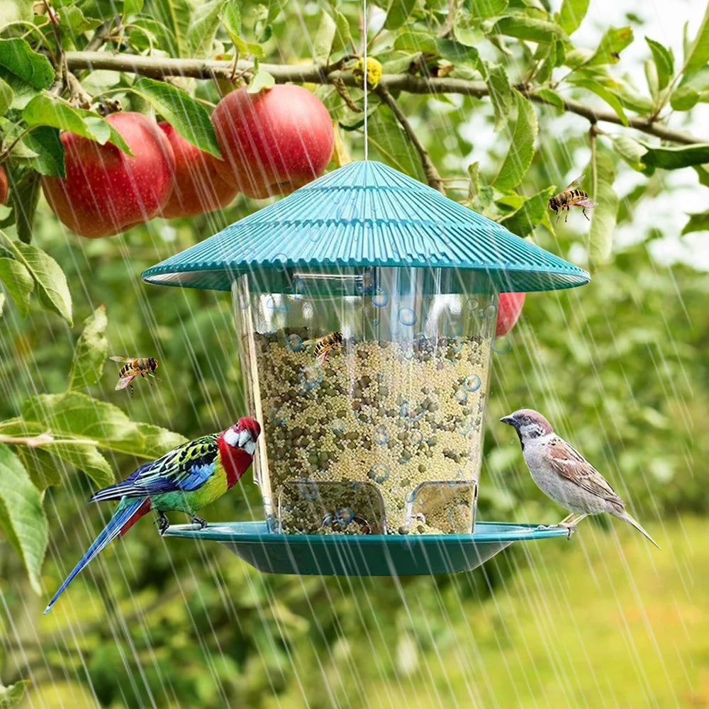 Automatic Hanging Bird Feeder – Outdoor Multiple-Hole Nut & Seed Dispenser, Durable Food Container for Wild Birds