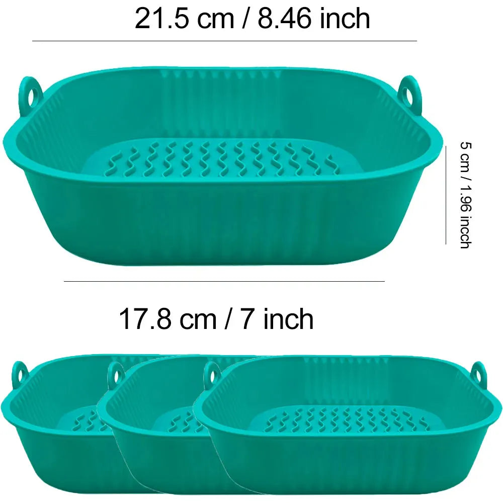 وعاء سيليكون قابل لإعادة الاستخدام للقلي الهوائي - صينية شواء مربعة وقالب خبز للفرن والشواء والطهي في المطبخ