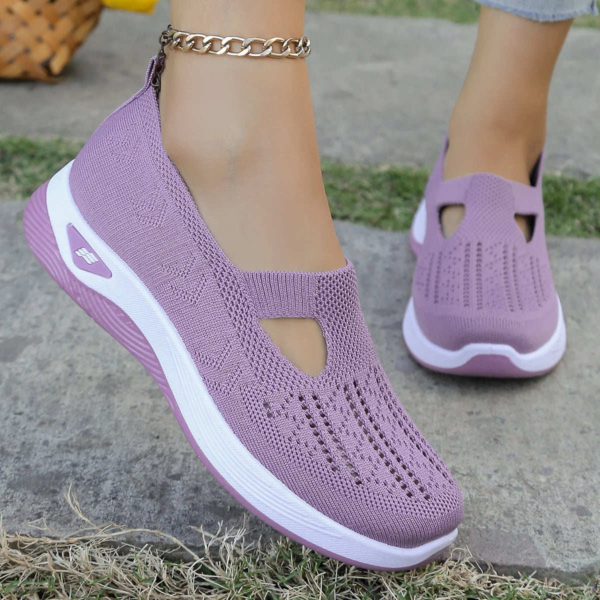 Women’s Summer Casual Sneakers – Lightweight Flat Solid Shoes, Four-Season Everyday Footwear