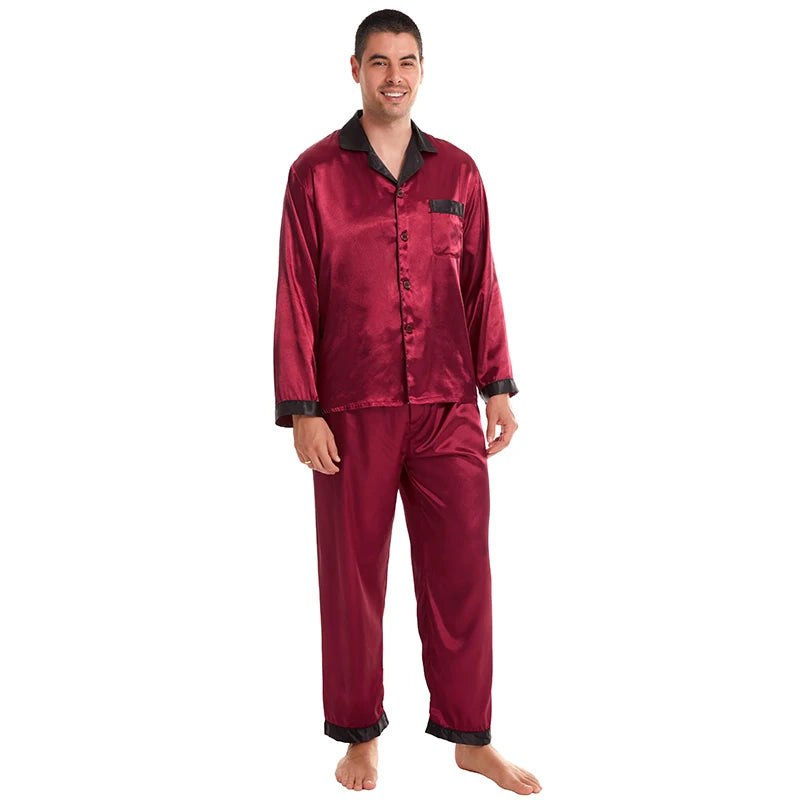 Tony & Candice Men's Satin Silk Pajama Set | Sexy Modern Soft & Cozy Sleepwear | Summer Nightwear for Men