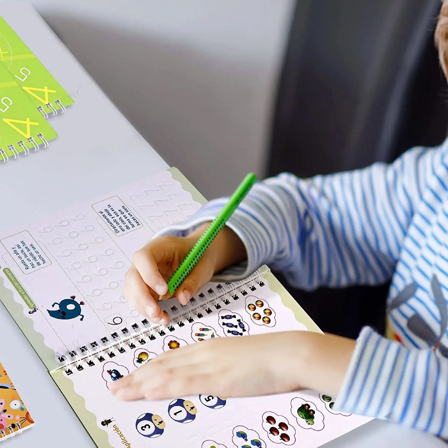 Spanish–English–French Montessori 3D Reusable Copybook – SANK Magic Calligraphy & Handwriting Practice Notebook