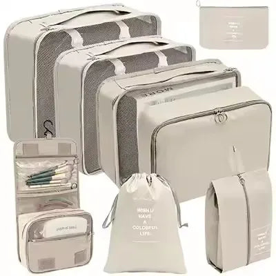 Travel Organizer Set | 8-Piece Suitcase Packing Cubes & Luggage Storage Bags for Clothes and Shoes