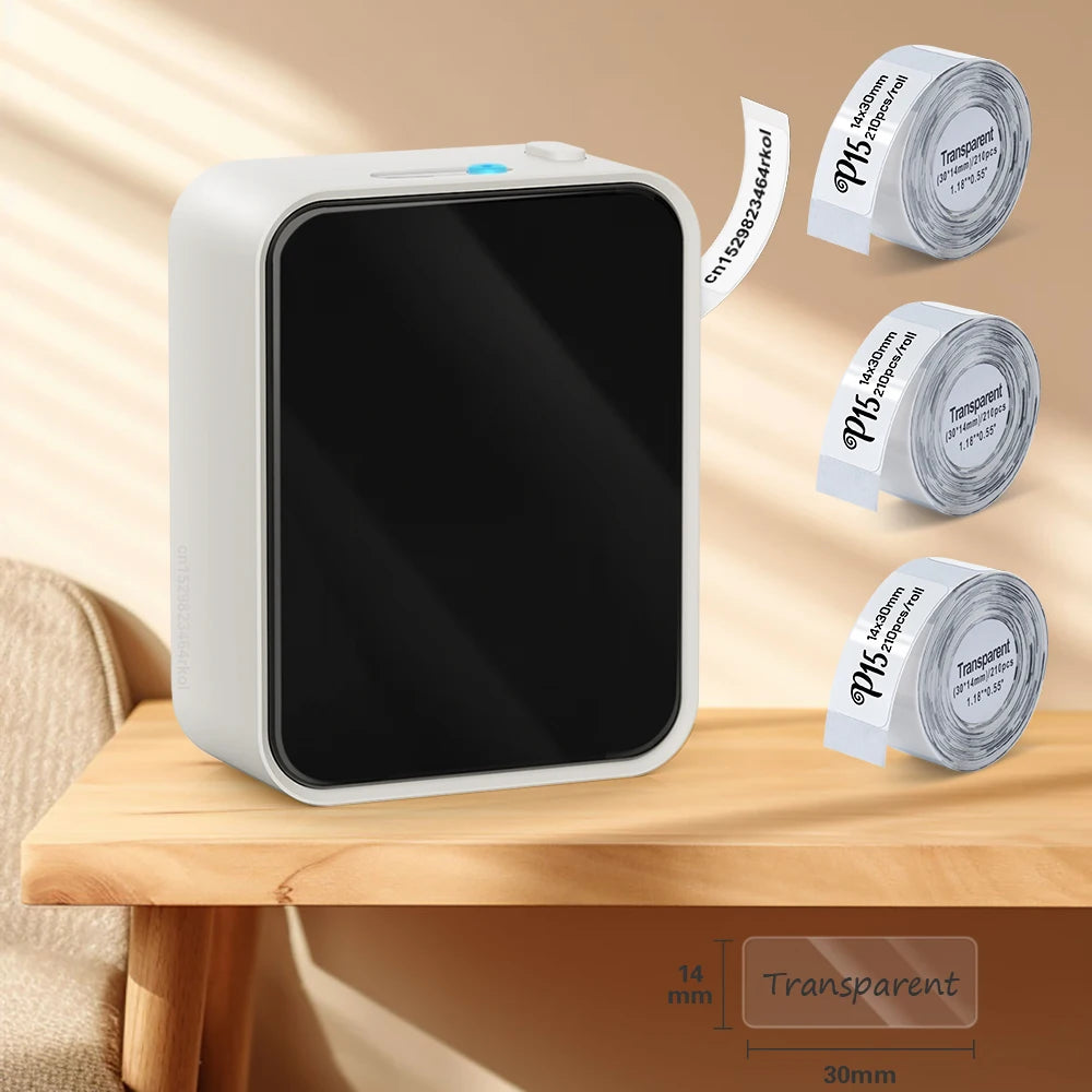 P15 Portable Mini Thermal Label Printer – Wireless Bluetooth Sticker Maker, DIY Barcode & Labeling Machine (No Ink, 3PK Labels)