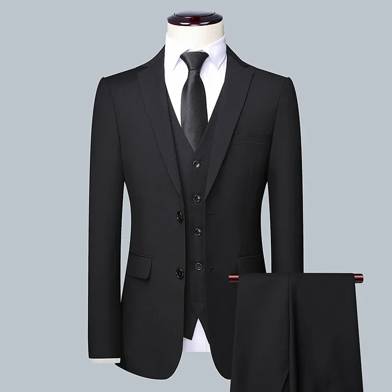 Men's Solid Color Business Suit 2025 – High-Quality Wedding & Banquet Groom Outfit