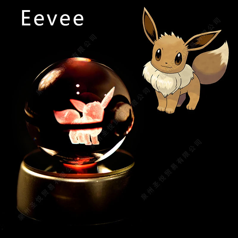 Pokémon 3D Crystal Ball Night Light – Pikachu, Gengar & Mewtwo Pokéball Glass Lamp for Kids Birthday Gifts