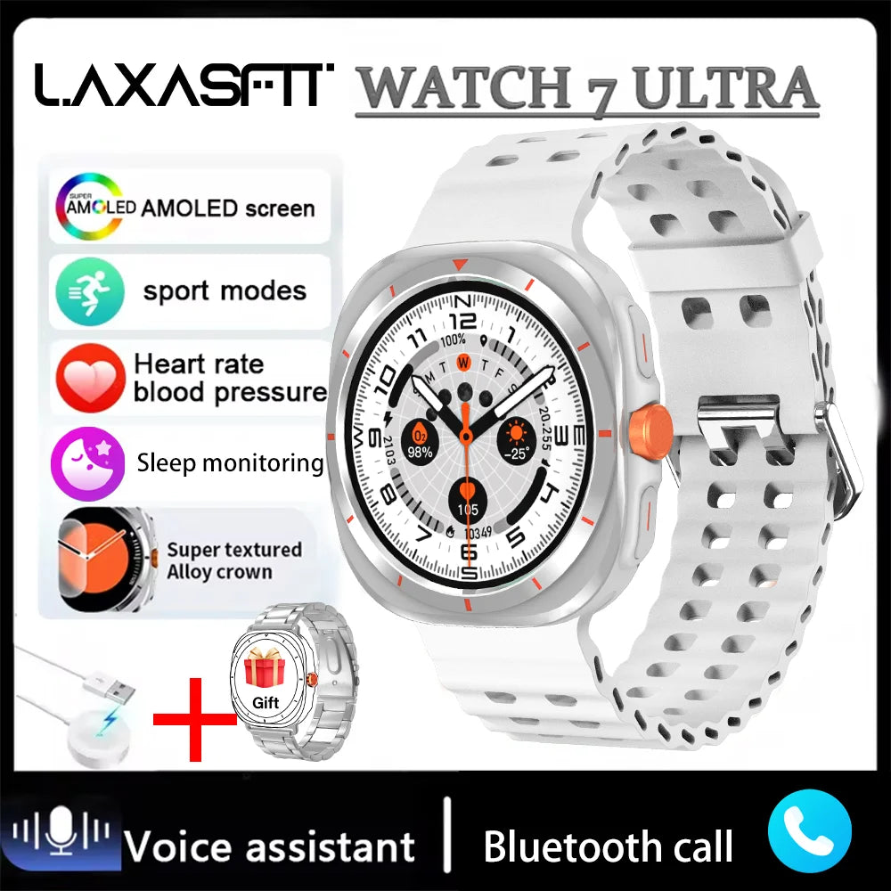 ساعة LAXASFIT GT7 Ultra Smart Watch 2025 - جهاز تتبع اللياقة البدنية والصحة متعدد الوظائف للرجال والنساء، هدية للعطلات