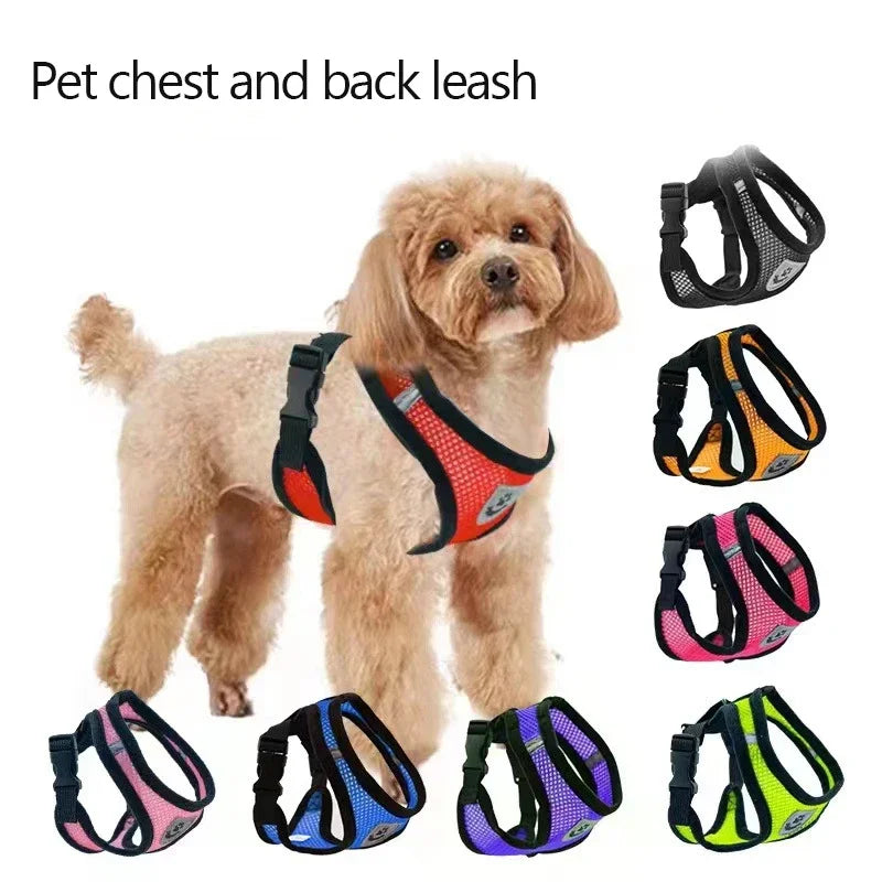 Adjustable Mesh Cat & Dog Harness with Leash – Breathable Walking Vest for Small & Medium Pets