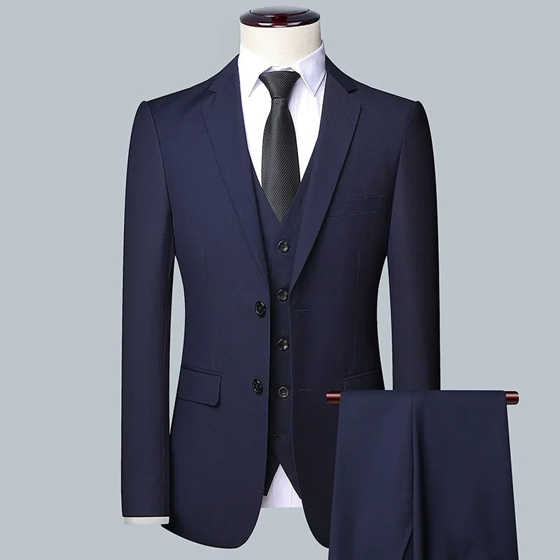 Men's Solid Color Business Suit 2025 – High-Quality Wedding & Banquet Groom Outfit