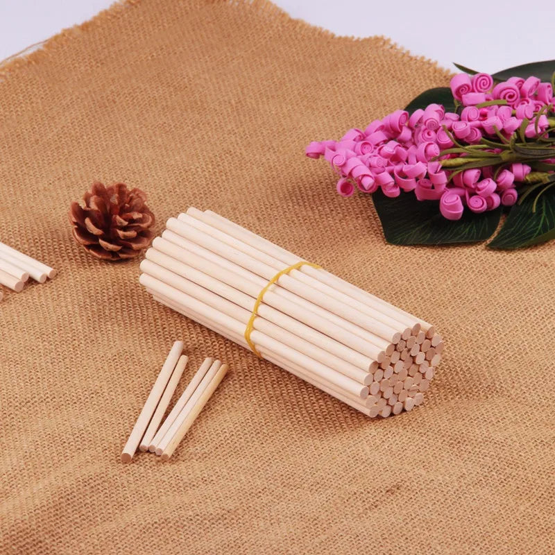 3/5mm Round Wooden Craft Sticks – Durable DIY Dowel Rods for Cake Making, Model Building & Party Decorations