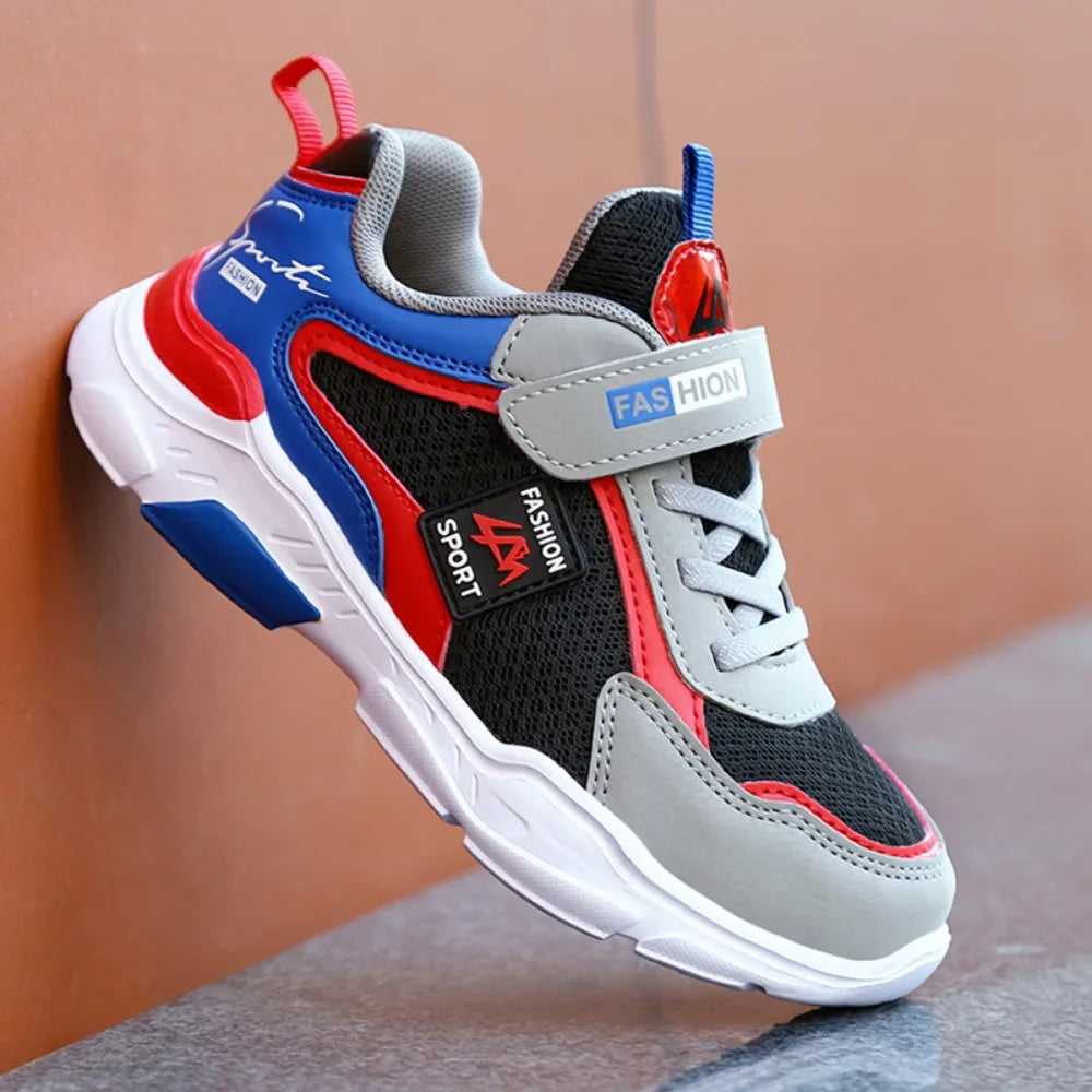 Kids' Breathable Sneakers | Mesh Hook & Loop Sports Shoes for Boys & Girls School Running