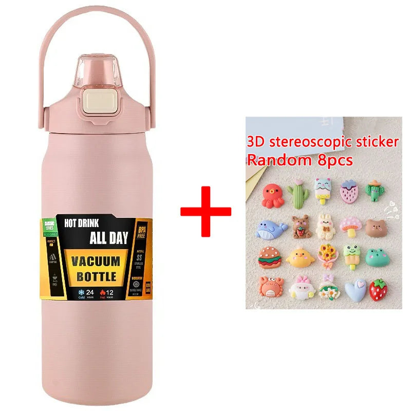 زجاجة حرارية من الفولاذ المقاوم للصدأ سعة 1.5 لتر - قارورة مياه معزولة مفرغة من الهواء بسعة كبيرة للمشروبات الساخنة والباردة