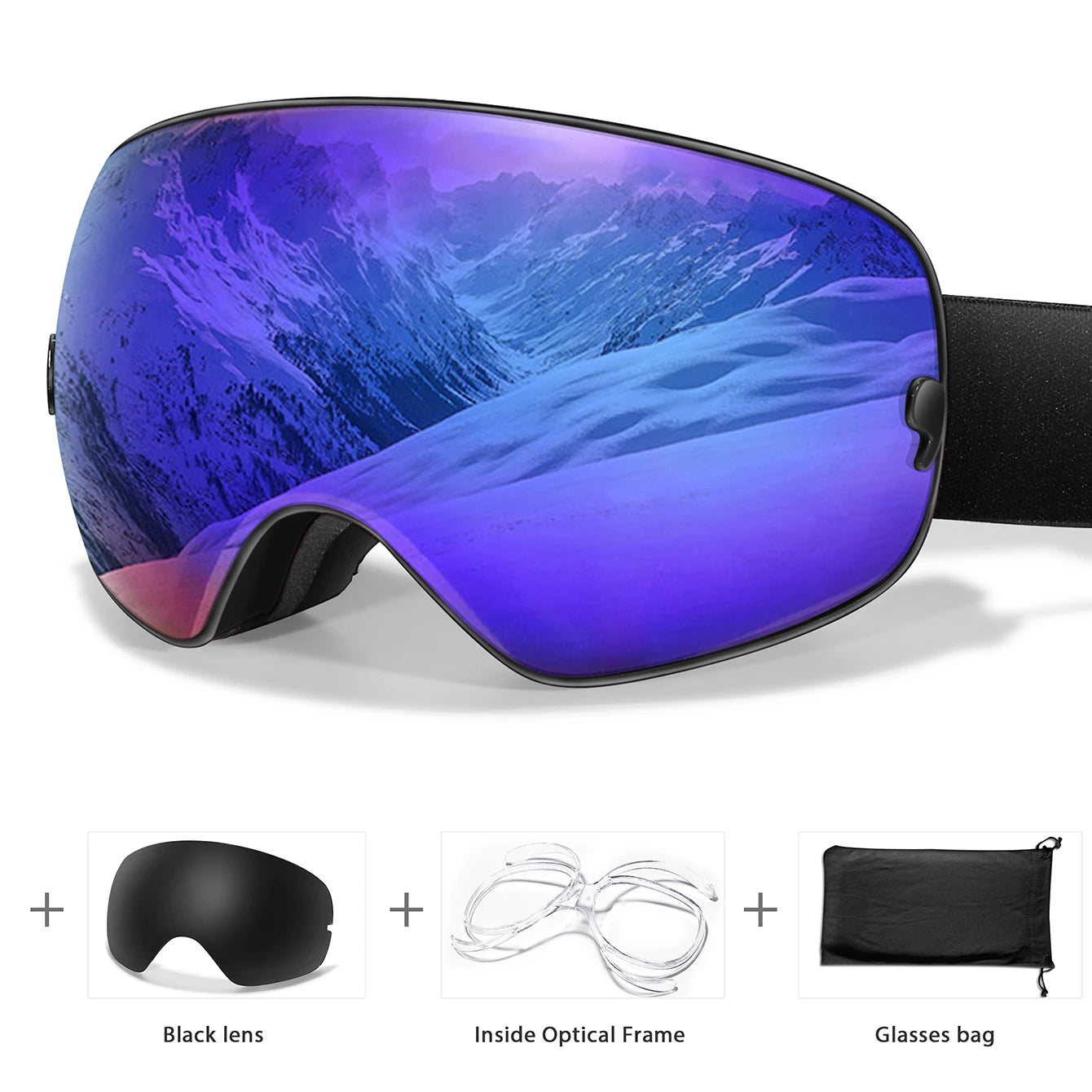 Men & Women Ski Goggles – Anti-Fog Snowboarding/Snowmobile Glasses with UV400 Changeable Lens, Outdoor Sports & Cycling