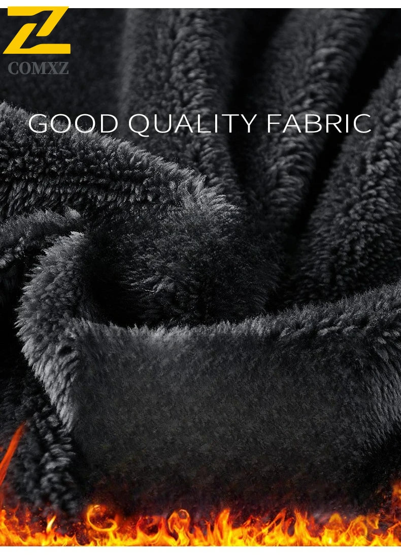 COMXZ Plus Size Hooded Jacket – Thickened Warm Fleece Travel Coat for Autumn Winter Camping